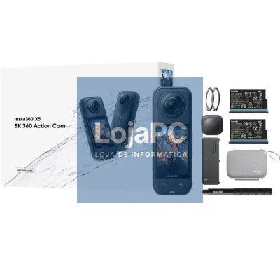 Câmara Digital Desportiva Insta360 X5 Essecial Kit/ 8K/ Ángulo de visão 360º/ Preta