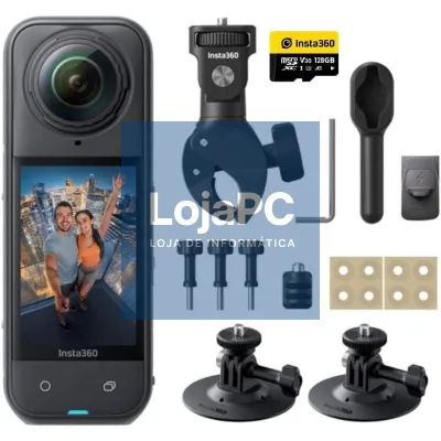 Câmara Digital Desportiva Insta360 X5 Motorcycle Bundle/ 8K/ Ángulo de visão 360º/ Preta