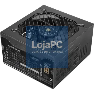 Fonte de alimentação Mars Gaming MPB1000SIM/ 1000W/ Ventoinha 14cm/ ATX 3.1/ PCIe 5.1/ 80 Plus Gold