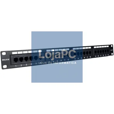 Patch Panel Phasak PU 2420/ 24 Portas/ Cat.6/ Altura 1U