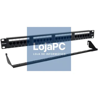 Patch Panel Phasak PU 2424/ 24 Portas/ Cat.6/ Altura 1U/ Gestión de Cabos