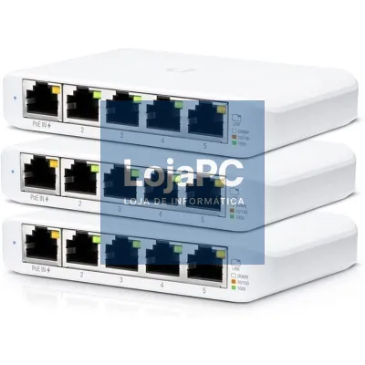 Switch Gerível Ubiquiti USW-Flex Mini 5 Portas/ RJ45 10/100/1000 PoE/ Pack 3 uds