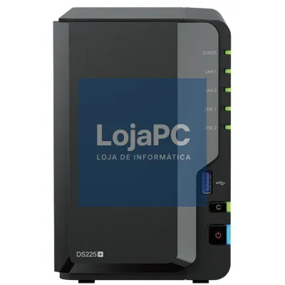NAS Synology Diskstation DS225+/ 2 Baías 3.5'- 2.5'/ 2GB DDR4/ Formato Torre