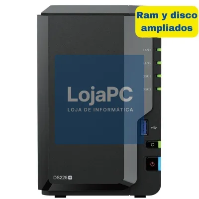 NAS Synology Diskstation DS225+/ 2 Baías 3.5'- 2.5'/ 6GB DDR4/ 8TB/ Formato Torre
