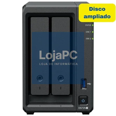 NAS Synology Diskstation DS725+/ 2 Baías 3.5'- 2.5'/ 4GB DDR4/ 8TB/ Formato Torre