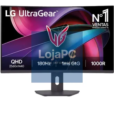 Monitor Gaming Curvo LG UltraGear 32G600A-B 31.5'/ QHD/ 1ms/ 180Hz/ VA/ Regulável en altura/ Preto
