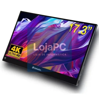 Monitor Portátil Táctil Verbatim PMT-17-4K 17.3'/ 4K/ Multimedia/ Preto