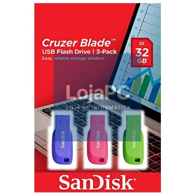 Pendrives 32GB SanDisk Cruzer Blade/ USB 2.0/ Pack 3