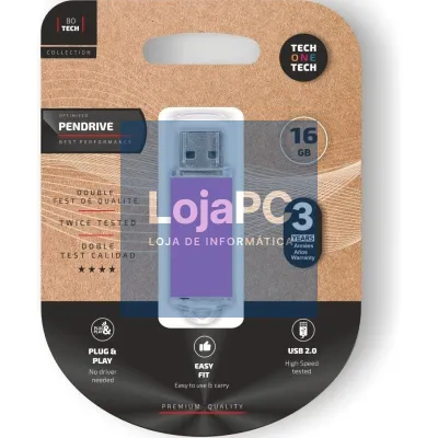 Pendrive 16GB Tech One Tech Basic USB 2.0/ Púrpura Claro