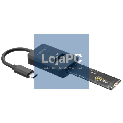 Dock USB Tipo-C para SSD M2 SATA/NVMe Aisens ASUC-M2D011-BK/ Preto