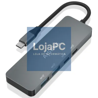 Hub USB Tipo-C Aisens A109-0694/ 2xUSB/ 2xUSB Tipo-C/ Cinzento