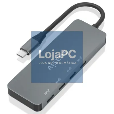 Hub USB Tipo-C Aisens A109-0695/ 4xUSB Tipo-C/ Cinzento