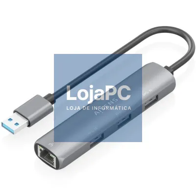 Hub USB Aisens ASUC-4P034-GR/ 3xUSB/ 1xRJ45/ Cinzento