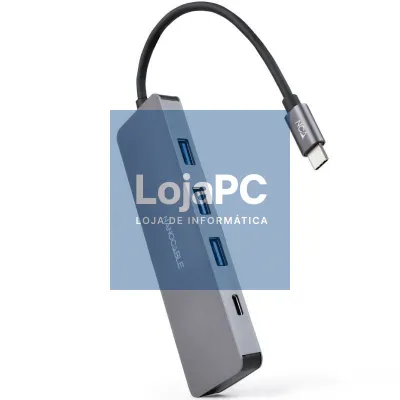 Hub USB Tipo-C Nanocable 10.16.4409/ 3xUSB/ 1xUSB Tipo-C/ Cinzento