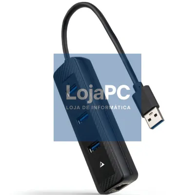 Hub USB 3.0 Nanocable 10.16.4604/ 3xUSB/ 1xRJ45/ Preto