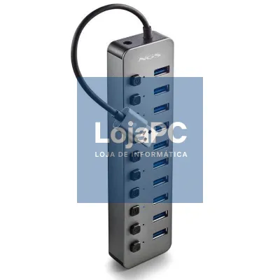 Hub USB NGS IHUB10/ 10xUSB 3.0/ Cinzento