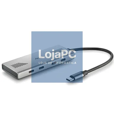 Hub USB Tipo-C NGS Wonder4-C/ 4xUSB Tipo-C/ Cinzento