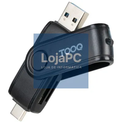 Leitor de cartões Externo TooQ TQR-3003B/ USB 2.0 y USB Tipo-C