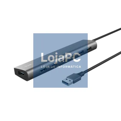 Hub USB 3.2 Gen1 Trust Halyx/ 7xUSB/ 1xUSB-C/ Cinzento