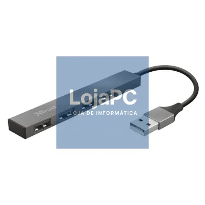 Hub USB 2.0 Trust Halyx/ 4xUSB/ Cinzento