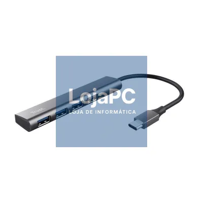 Hub USB Tipo-C Trust Halyx/ 4xUSB/ Cinzento