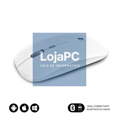Rato sem fios Subblim Dual Flat/ Bateria recarregável/ até 1600 DPI/ Branco