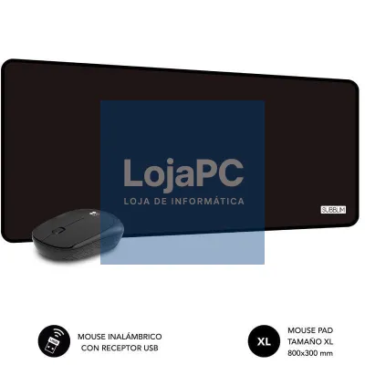 Set Rato sem fios y Tapete de rato Subblim Harmony Black/ até 1200 DPI