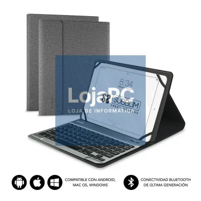 Capa com Teclado Subblim Keytab Pro Bluetooth para Tablets de 9.6'-10.8'/ Cinzento