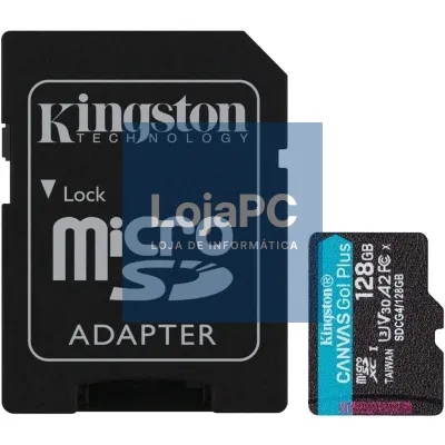 Cartão de memória Kingston CANVAS Go! Plus 128GB microSD XC com Adaptador/ Classe 10/ 200MBs