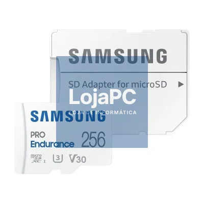 Cartão de memória Samsung Pro Endurance 256GB microSD XC com Adaptador/ Classe 10/ 100MBs