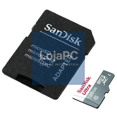 Cartão de memória SanDisk Ultra 128GB microSD XC com Adaptador/ Classe 10/ 80MB/s