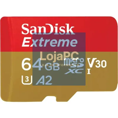 Cartão de memória SanDisk Extreme 64GB microSD XC UHS-I com Adaptador/ Classe 10/ 170MBs