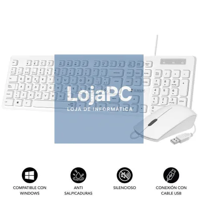 Teclado e rato Subblim Combo Business Slim Silencioso/ Branco