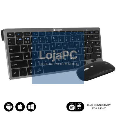 Teclado y Rato sem fios Subblim OCO020 Combo Multidispositivo Compacto/ Cinzento