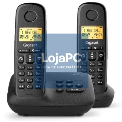 Telefone sem fios Gigaset Basic 100/ Pack DUO/ Preto