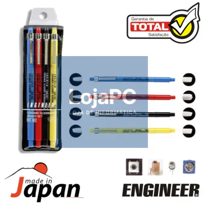 CONJUNTO DE 4 CHAVES AFINAÇÃO CERÂMICA C/ 8 PONTAS ENGINEER