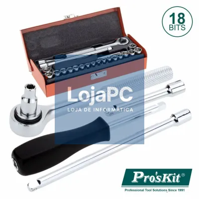 CONJUNTO DE CHAVE ROQUETE C/ 18 BITS E EXTENSOR PROSKIT