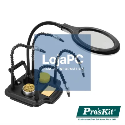 Suporte p/ Soldadura c/ Candeeiro, Pinças, Lupa e Acessórios