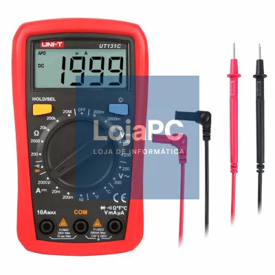 Multímetro Digital 250V 10A 20MOhm Temperatura UNI-T