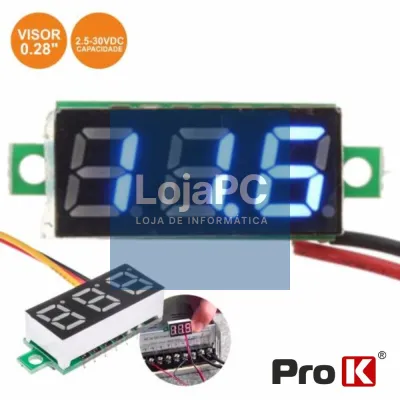 VOLTIMETRO DIGITAL LED AZUL 2.5V-30VDC PROK