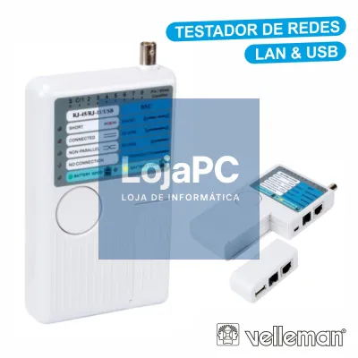 TESTADOR DE CABOS REDE LAN/USB USB-A USB-B BNC RJ45 RJ10