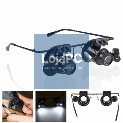 ÓCULOS C/ LUPA 20X E 2 LEDS BRANCOS