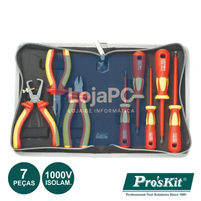 MALA FERRAMENTAS PROFISSIONAL 1000V 7 PEÇAS PROSKIT