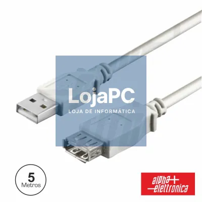 CABO USB-A 2.0 MACHO / USB-A FÊMEA 5M BRANCO POLYBAG