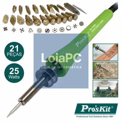 PIROGRAFO GRAVADOR FERRO SOLDAR 21 PEÇAS PROSKIT