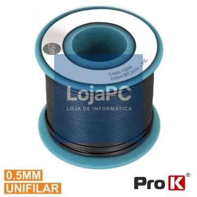 CABO UNIFILAR PRETO 0.5MM ROLO 25M PROK