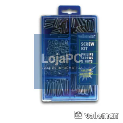 KIT C/ PARAFUSOS E ANILHAS 180 PEÇAS VELLEMAN
