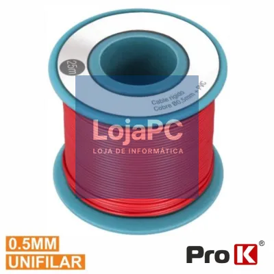 CABO UNIFILAR VERMELHO 0.5MM ROLO 25M PROK