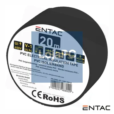 Fita Isoladora Preto 20M 0.13x50mm ENTAC