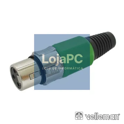 FICHA XLR 3P FÊMEA  VERDE C/ BLINDAGEM E BLOQUEIO